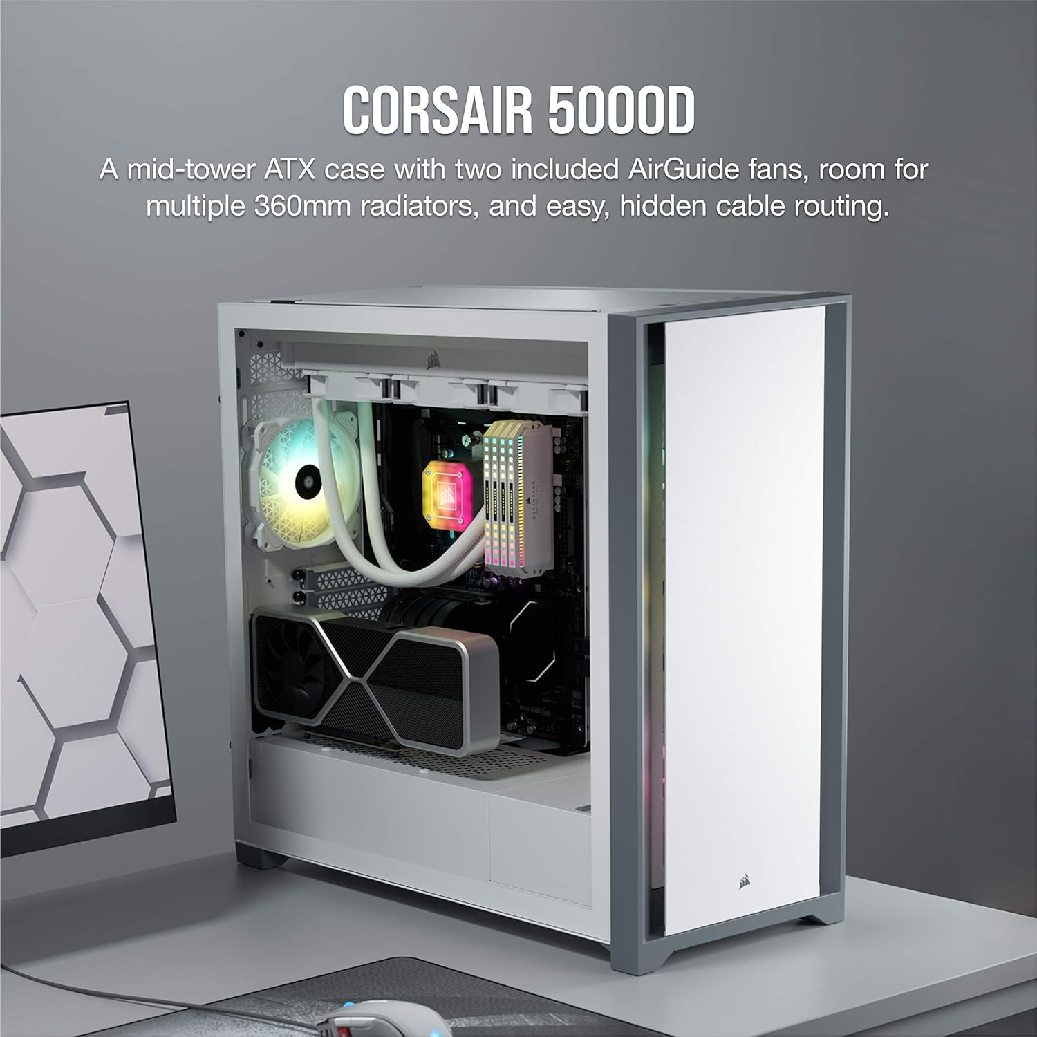 Corsair 5000D Tempered Glass Mid-Tower ATX PC Case - White
