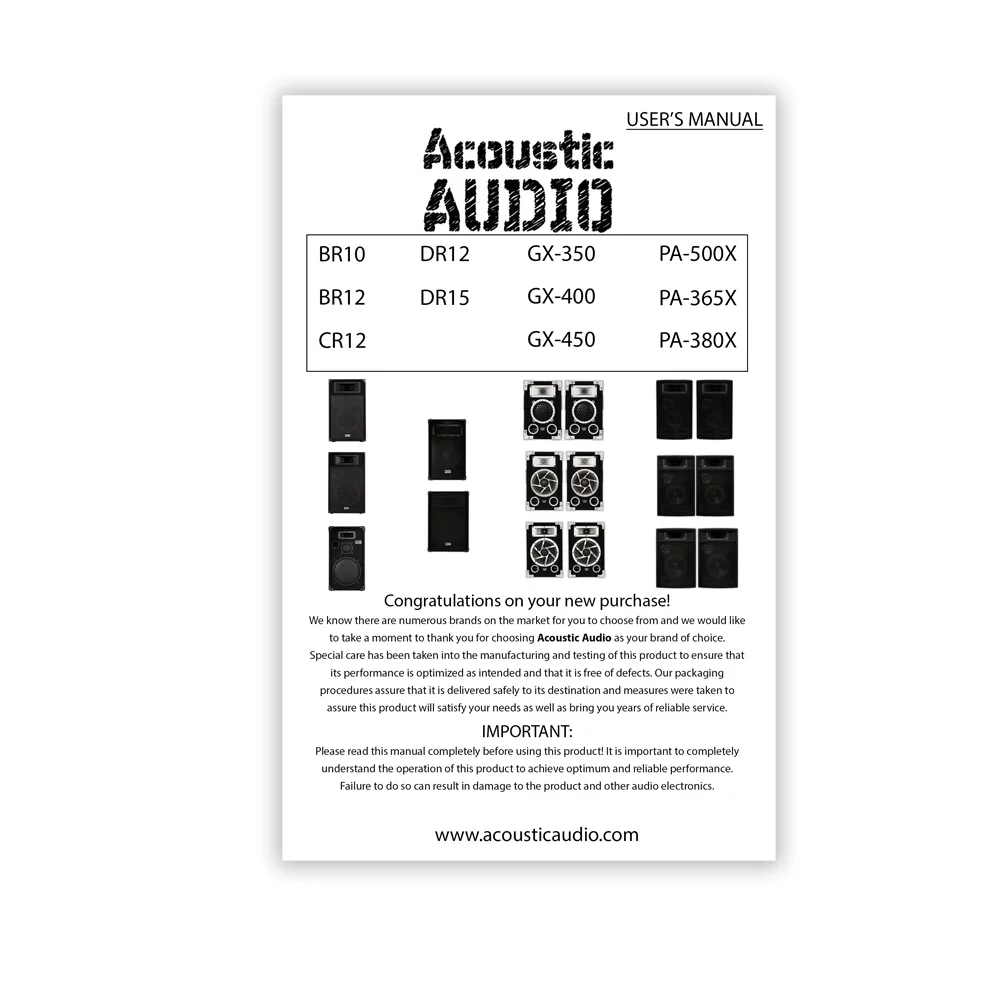 Acoustic Audio PA-380X Passive DJ Speakers 8" PA Karaoke 3-Way Studio Home Audio