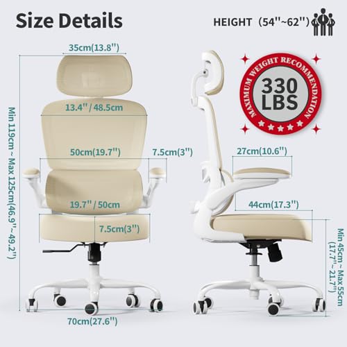 TRALT Office Chair Ergonomic Desk Chair, 330 LBS Home Mesh Office Desk Chairs with Wheels, Comfortable Gaming Chair
