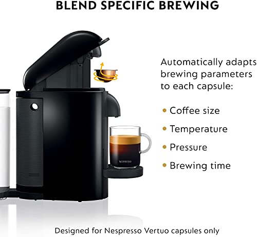 Nespresso Vertuo Plus Coffee and Espresso Maker by Breville, Ink Black with Aeroccino Milk Frother