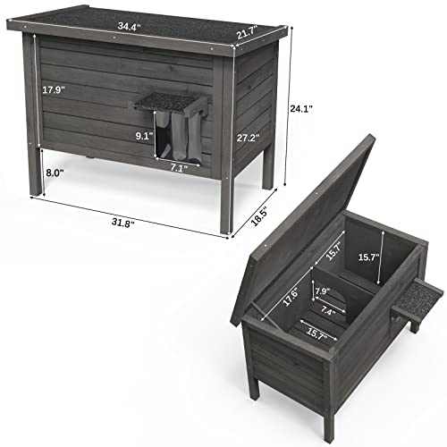 GDLF Outdoor Feral Cat House Heated Cat Shelter with 100% Insulated All-Round Foam Weatherproof for Multiple Felines 34.5"X21.5"x27.2"