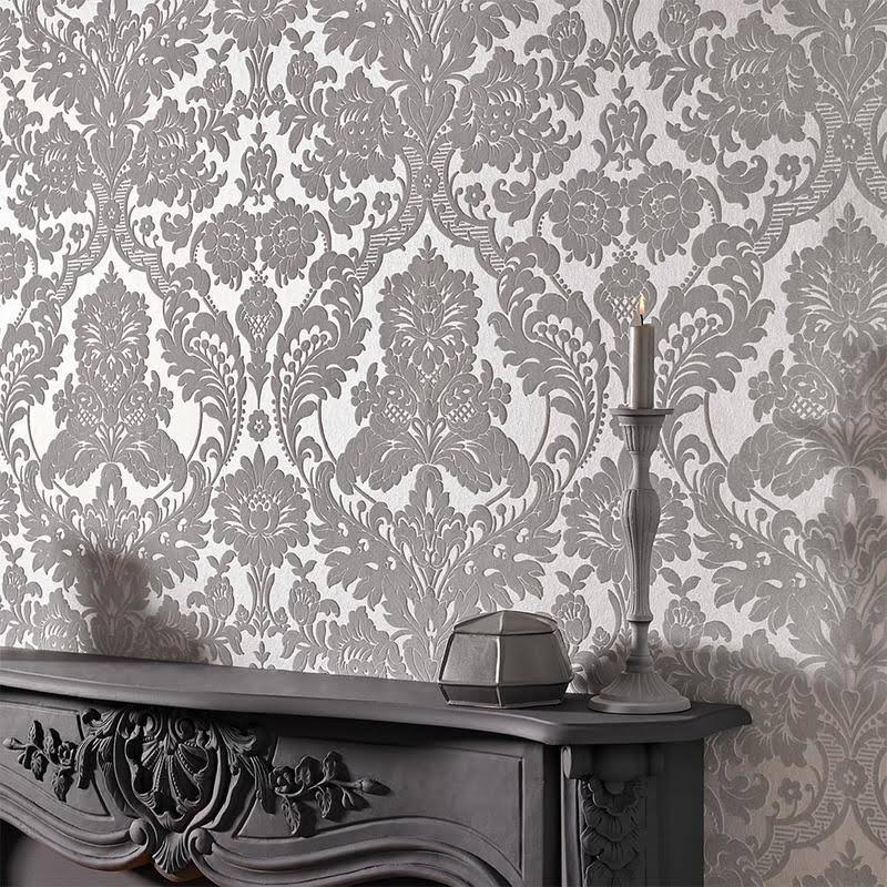 Graham u0026 Brown Gothic Damask Noir Wallpaper
