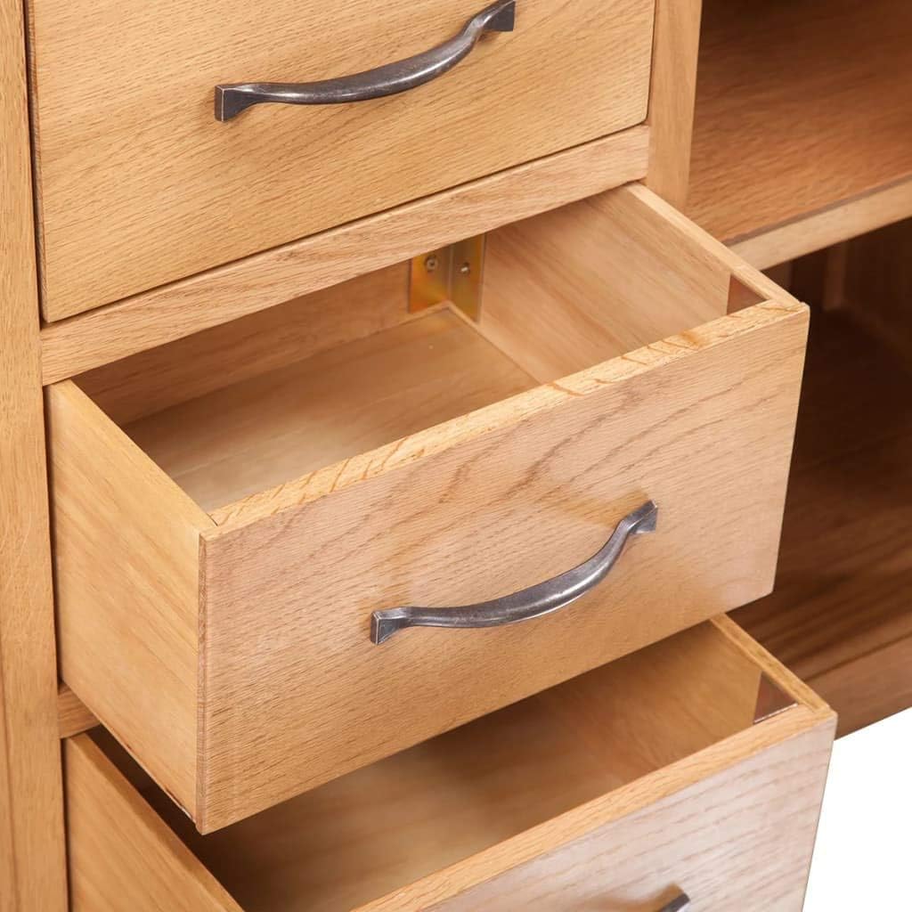 vidaXL Solid Oak Sideboard w/ 3 Drawers 2 Doors Side Storage Cabinet Cupboard