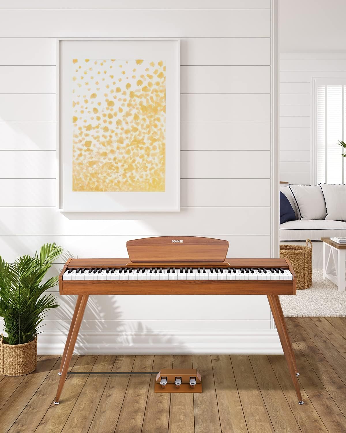 Donner DDP-80 88 Key Weighted Keyboard Piano, Beginner Digital Piano Full Size Electric Keyboard with Stand, Power Adapter