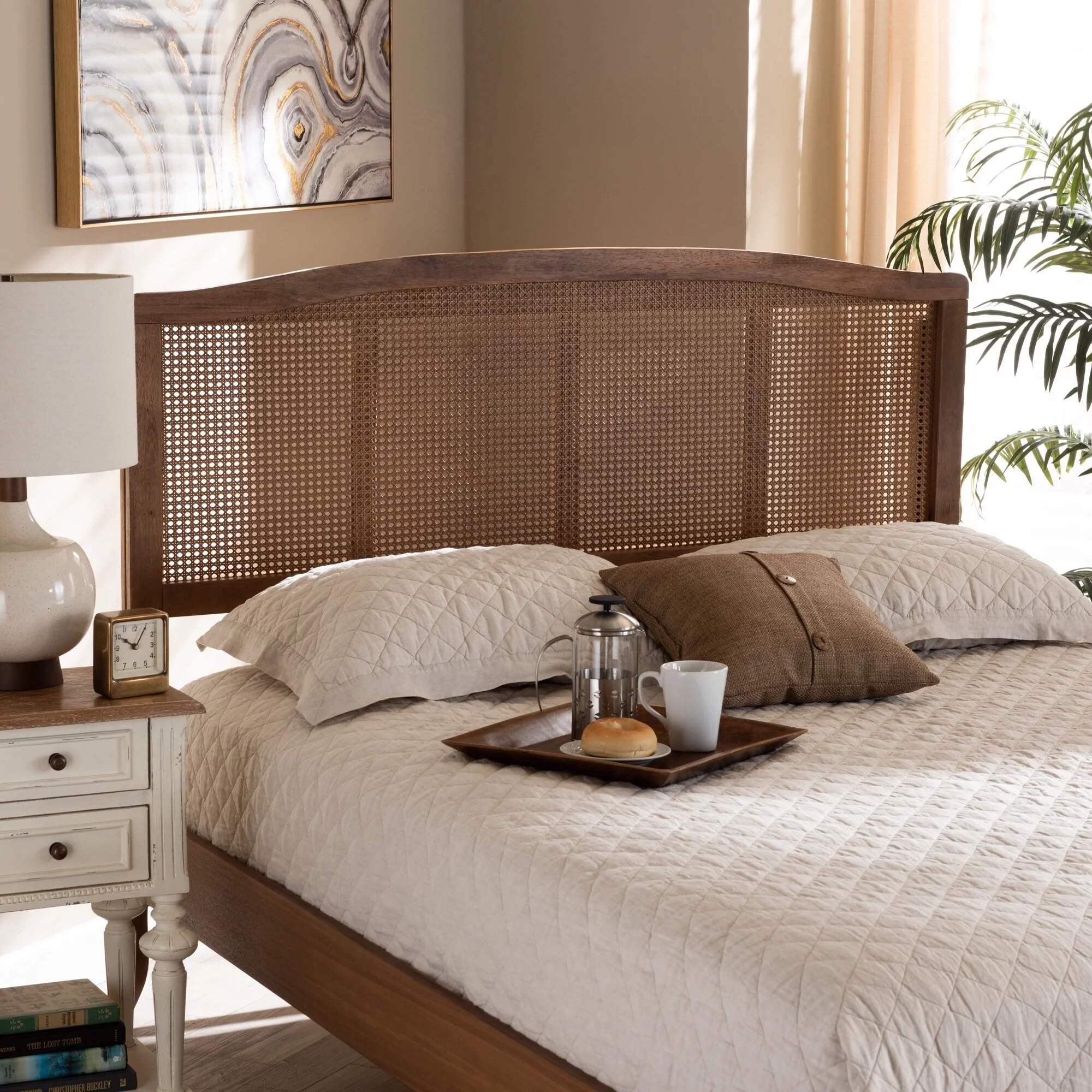 Carson Carrington  Ugglom Wood and Synthetic Rattan Headboard King