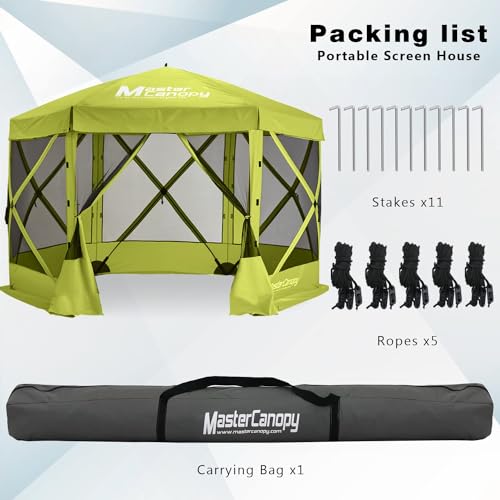 MASTERCANOPY 12x12FT Pop Up Gazebo Screen Tent - Instant Screen House with Netting, Quick Set, Outdoor Canopy Shelter with Carry Bag for Camping