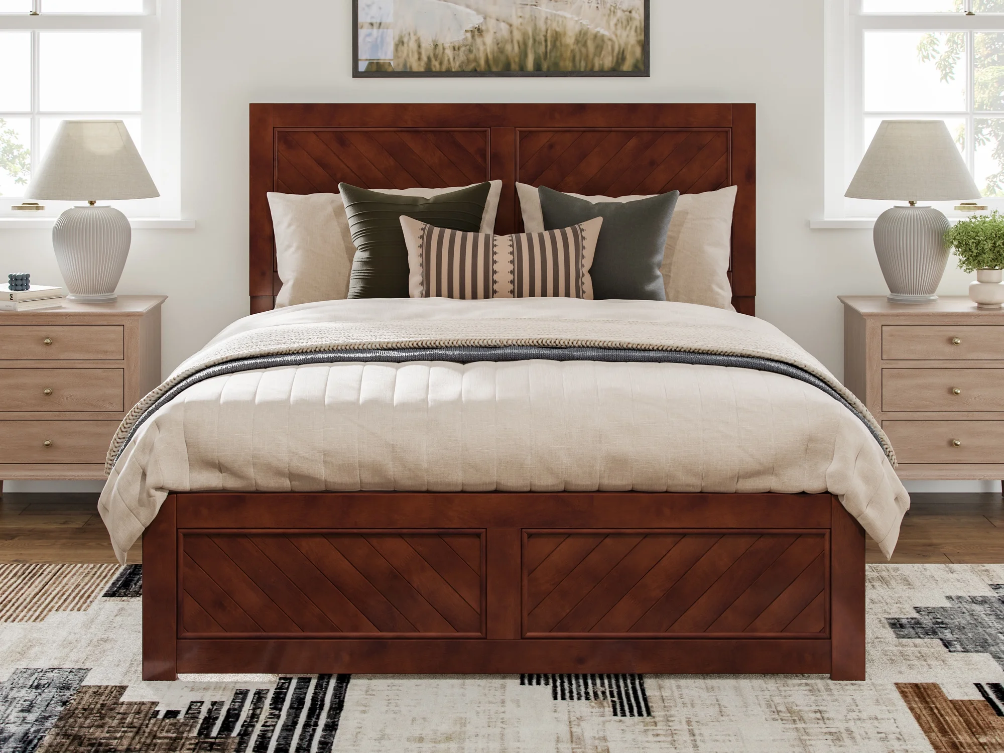AFI Canyon Walnut Solid Wood Platform Bed with Matching Footboard, Queen