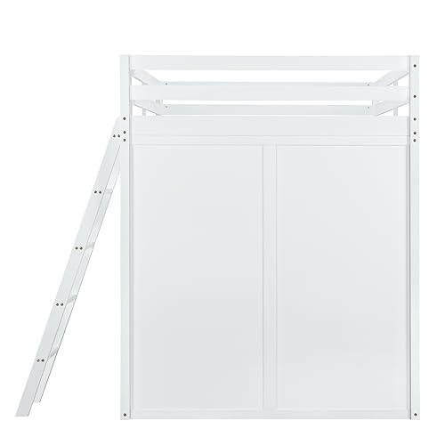 Harper & Bright Designs Full Size Loft Bed with Wardrobe and Desk, Solid Wood Loft Bed Frame with Storage, for Kids Teens Adults (Full Size, White)