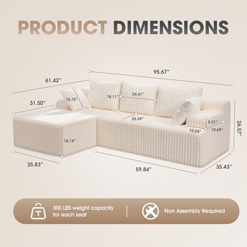 Modular Sectional Sofa Couches L-Shape Couch 3 Seat Modular Sofa Memory Foam Sectional Couches for Living Room