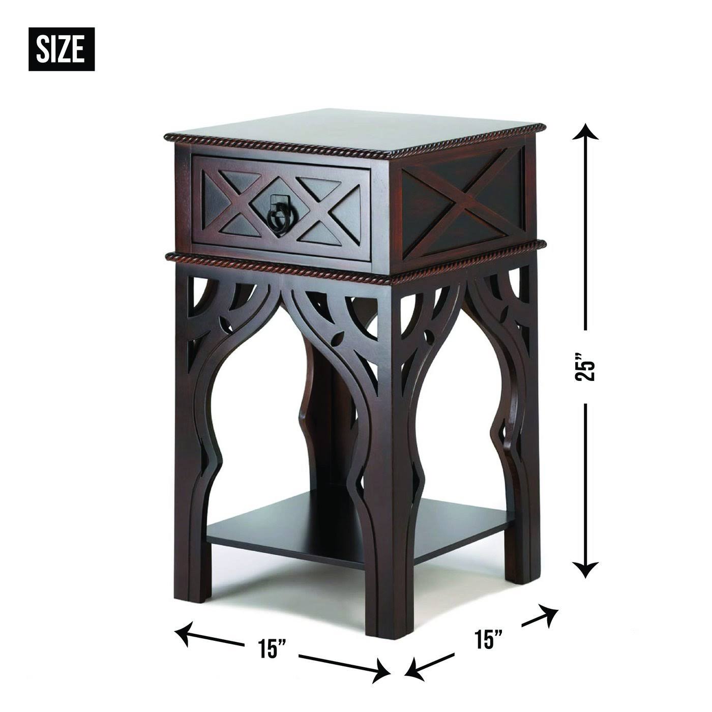 Home Locomotion Ornate Moroccan Style Table, Brown