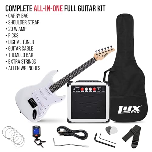 LyxPro 36 Inch Electric Guitar and Kit for Kids with 3/4 Size Beginner’s Guitar, Amp, Six Strings, Two Picks, Shoulder Strap, Digital Clip On Tuner
