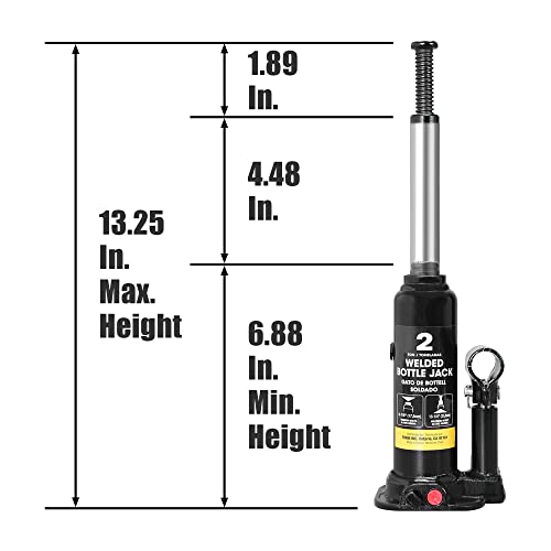 Torin 20 Ton (40,000 LBs) Capacity Hydraulic Welded Heavy Duty Bottle Jack, AT92003BB , Black