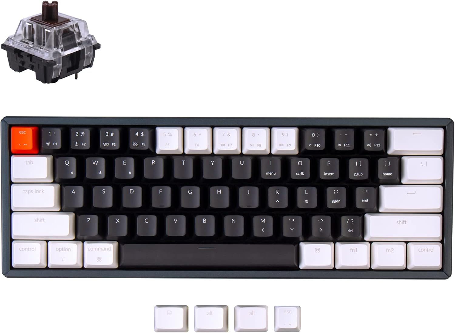 Keychron K12 60% Layout Bluetooth Wireless/USB Wired Mechanical Gaming Keyboard with Keychron Mechanical Brown Switch Aluminum Frame
