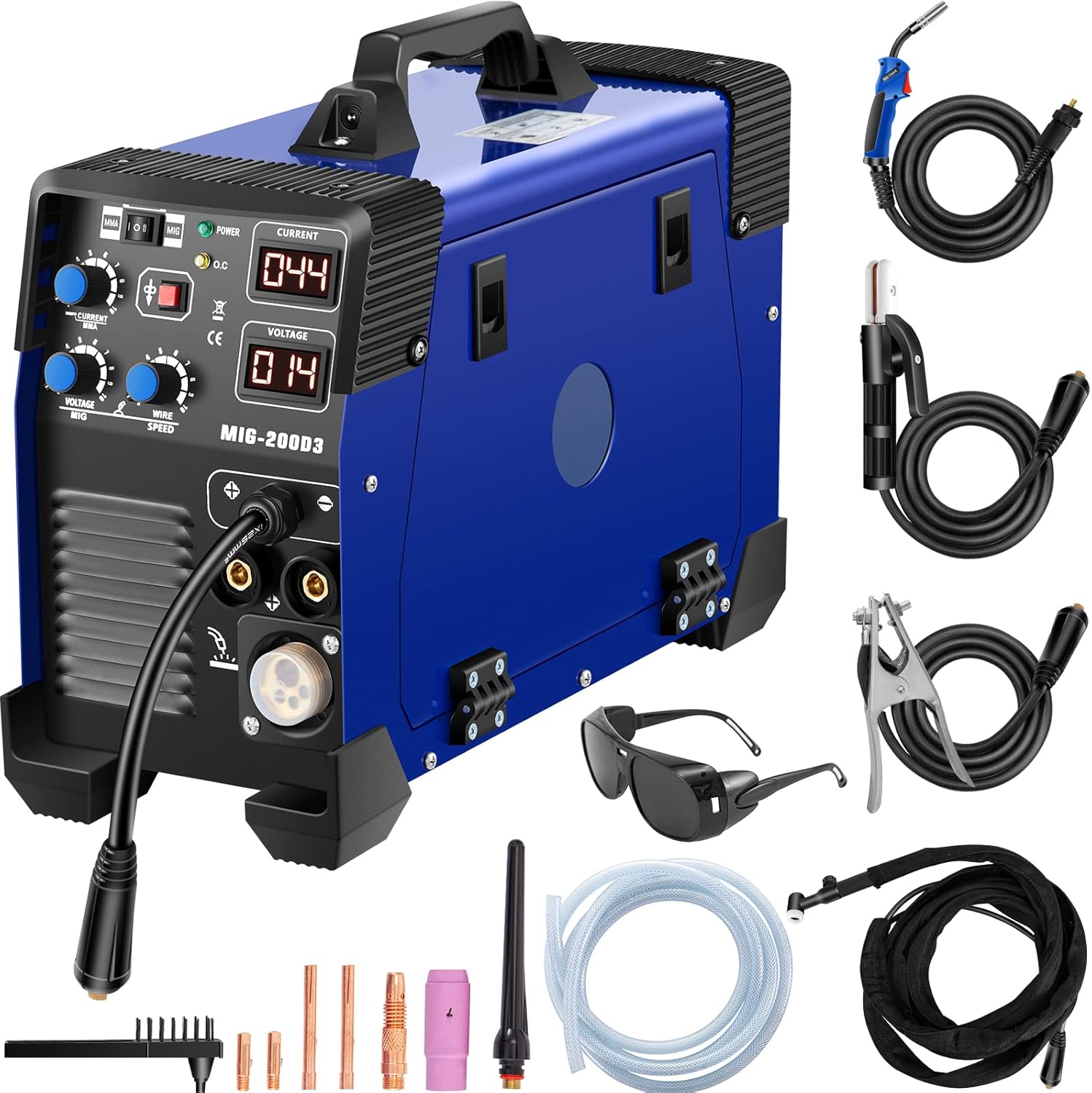 Mophorn MIG Welder, 200 Amp 3 in 1, 220V DC MIG/TIG/Arc Welding Machine, Portable TIG Welder with IGBT Inverter and Digital Display