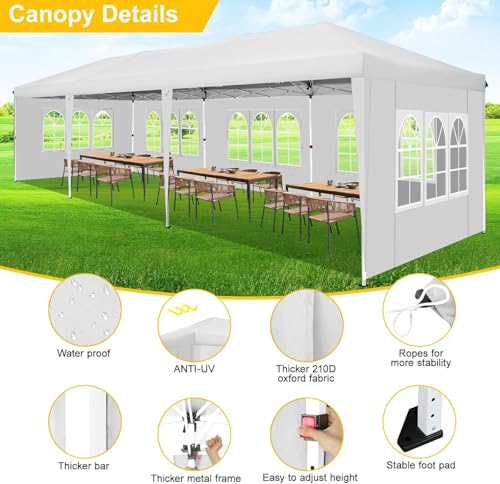 COBIZI Canopy 10x20 Pop Up Canopy Tent with 6 Sidewalls Party Tents for Parties Weddings Backyard Waterproof Canopy Outdoor Commercial Canopy Event
