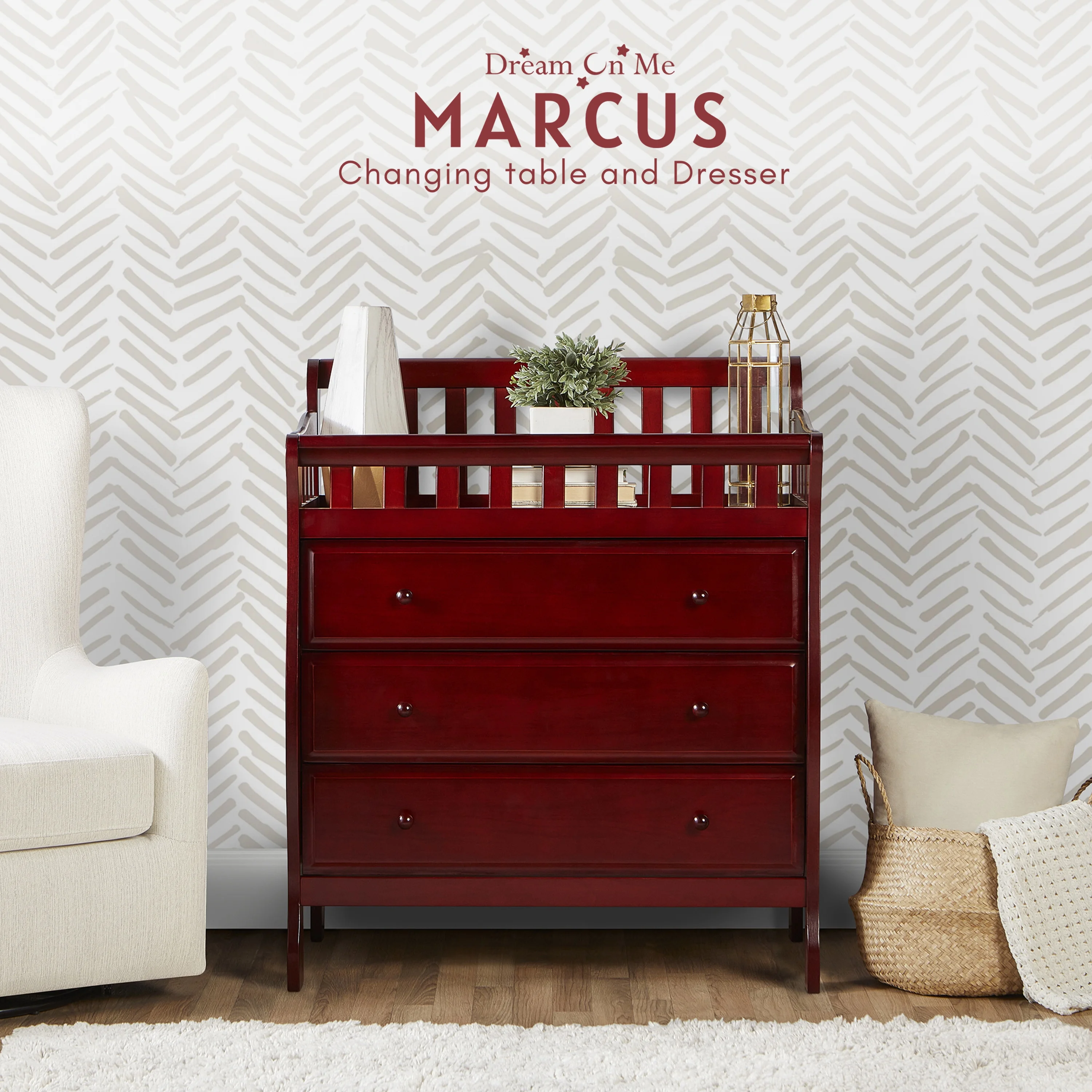 Dream On Me Marcus Changing Table And Dresser, Cherry