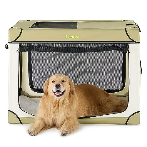 Lesure Soft Collapsible Dog Crate - 42 Inch Portable Travel Crate for Extra Large Dogs Indoor & Outdoor