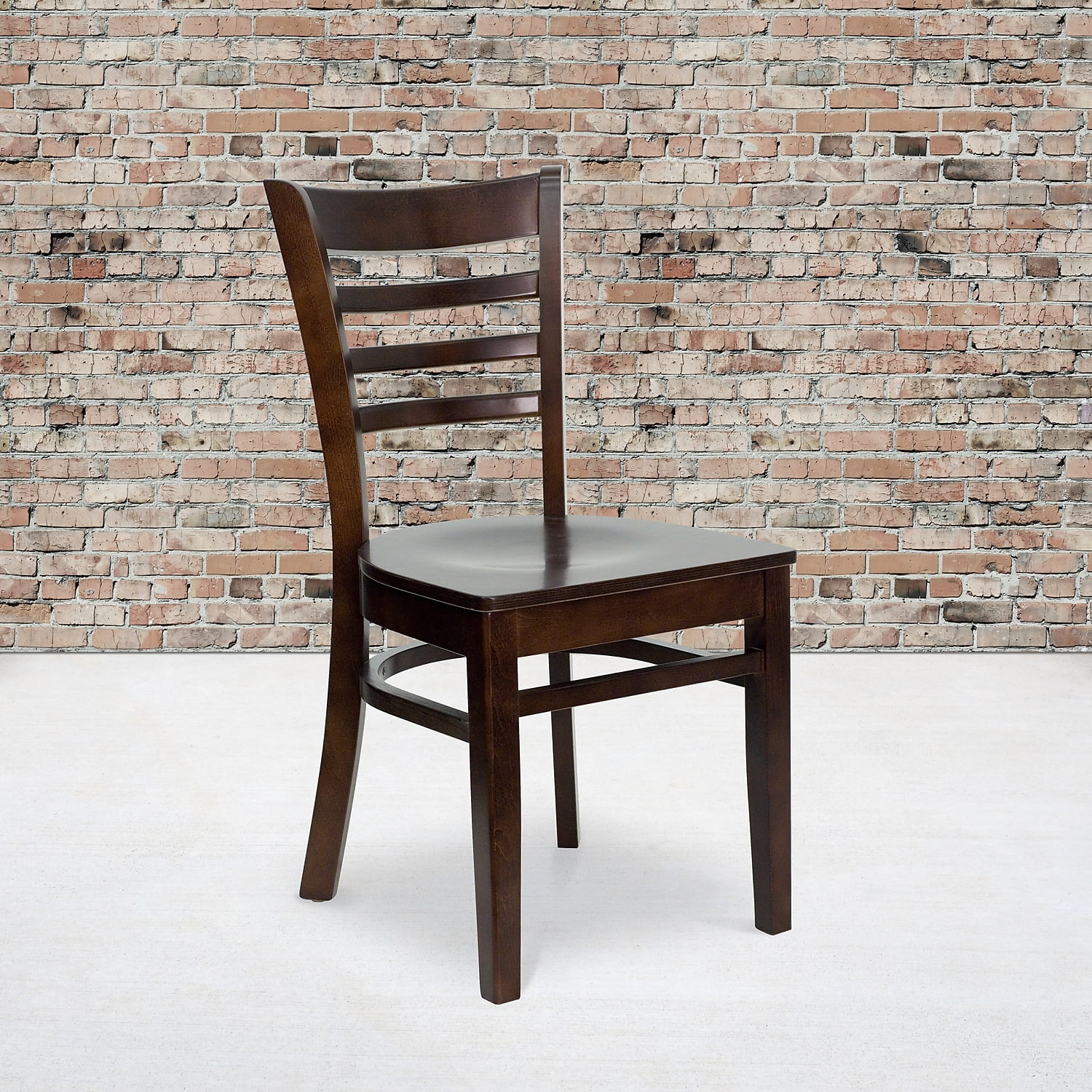 Flash Furniture 2 Pack HERCULES Series Ladder Back Walnut Wood Restaurant Chair