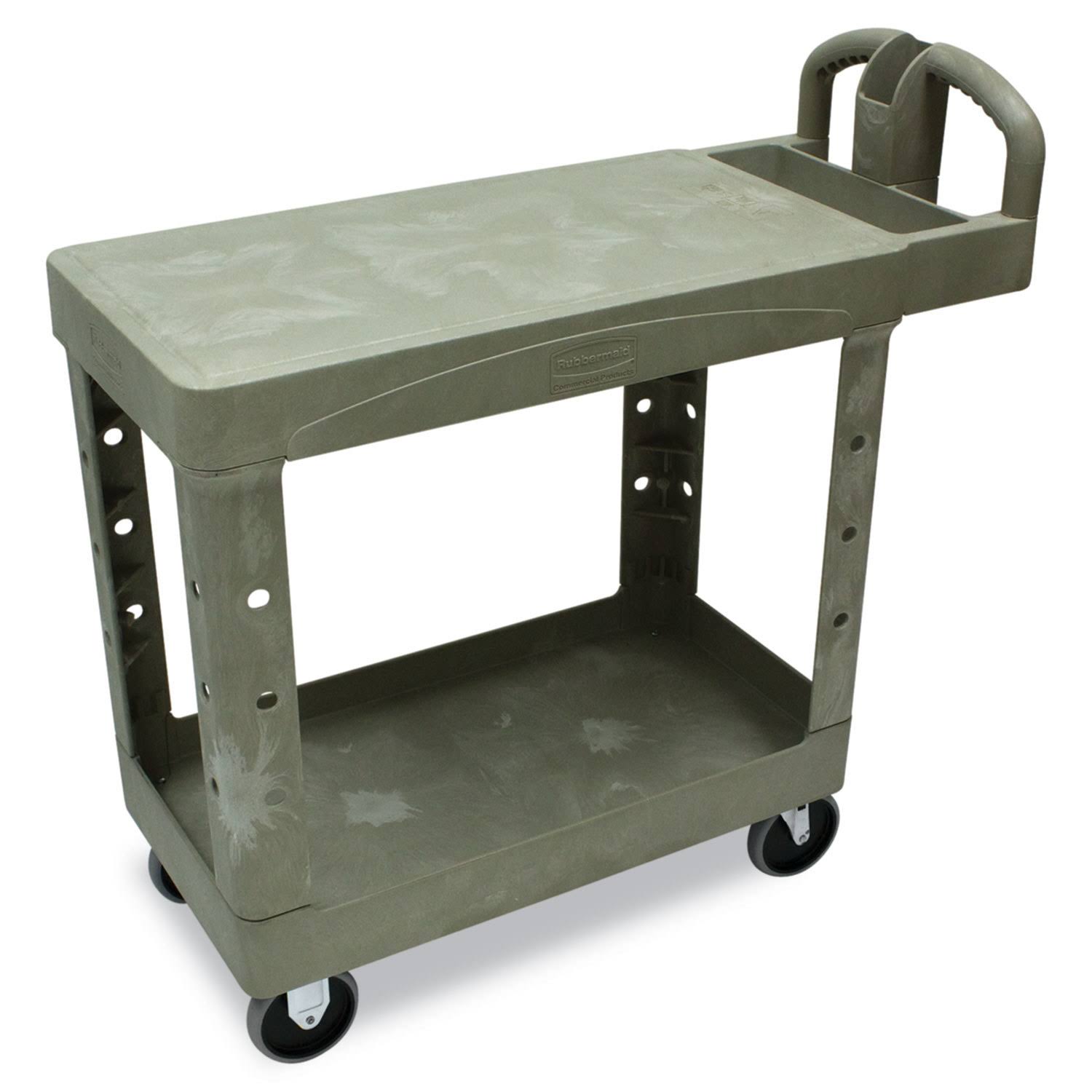 Rubbermaid Flat Shelf Utility Cart, Two-Shelf, 19.19w x 37.88d x 33.33h, Black