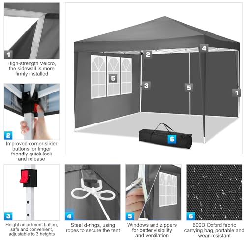 COBIZI Canopy 10x20 Pop Up Canopy Tent with 6 Sidewalls Party Tents for Parties Weddings Backyard Waterproof Canopy Outdoor Commercial Canopy Event