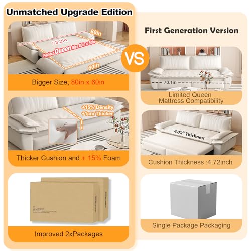 70.1" Futon Sofa Bed Queen Size, Pull Out Bed, 3-in-1 Convertible Sleeper Sofa with 2 Soft Pillows, Modern Velvet Futon Couch for Living Room