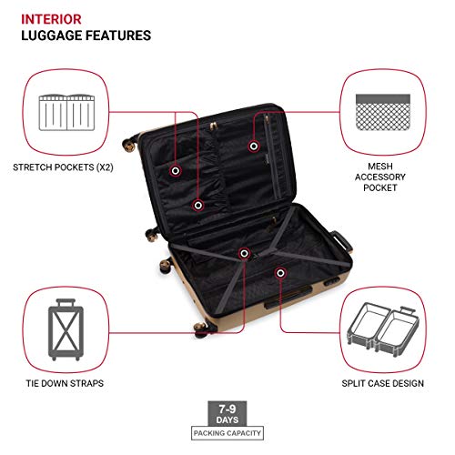 SwissGear 7272 Energie Expandable Hardside Luggage with Spinner Wheels and TSA Lock, Gunmetal, Carry-On 19-Inch