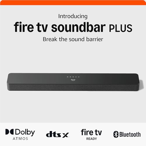 Amazon Fire TV Soundbar Plus (newest model) with built-in subwoofer, 3.1 channel, Dolby Atmos, clear dialogue