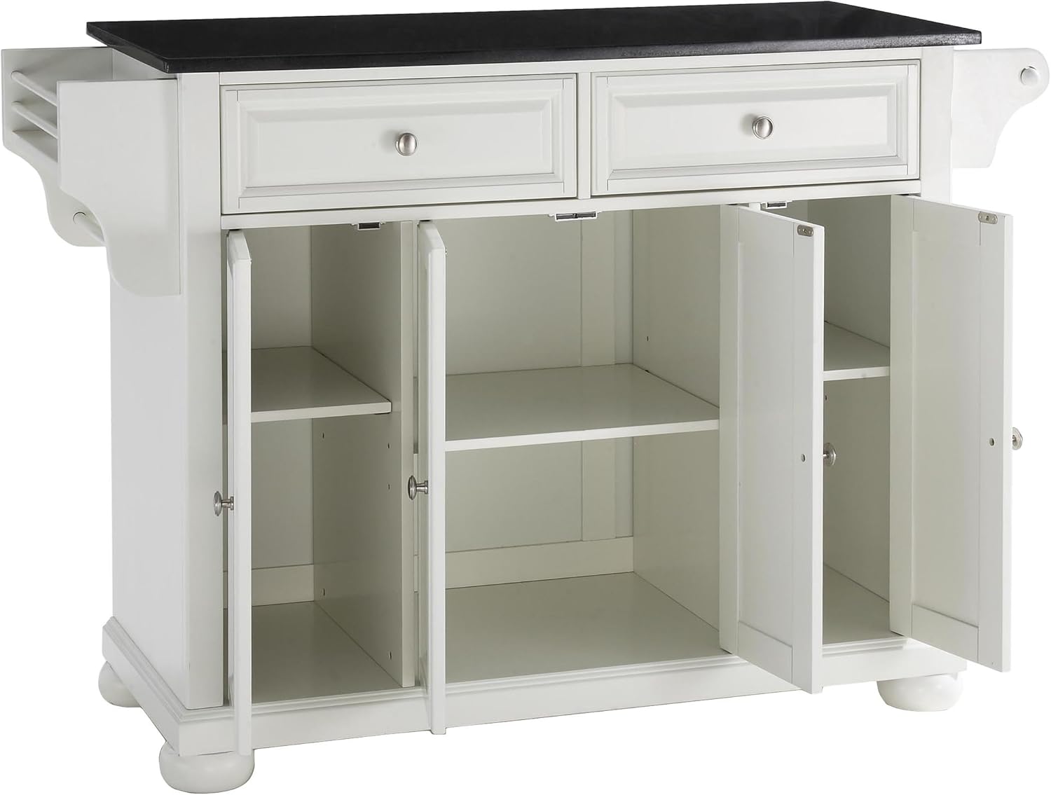 Crosley Furniture Alexandria Kitchen Island with Solid Black Granite Top - White