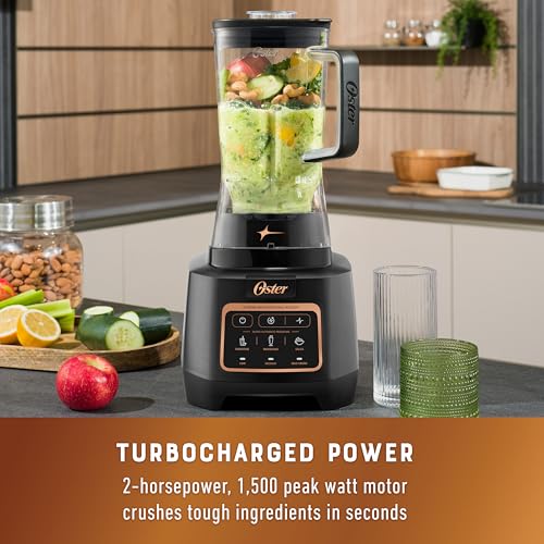 Oster Extreme Mix Blender, 1500 Watt High Speed Blender with 10-Point Blade, 64 oz. with Auto Programs