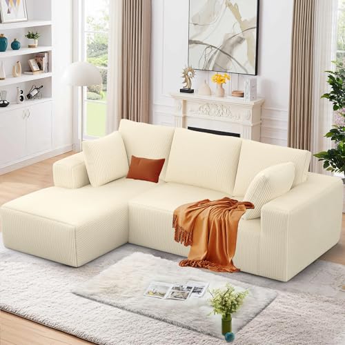 108" Modular Sectional Sofa with L-Shape Chaise, Upholstered Couches for Living Room with Deep Seat, No Assembly Required