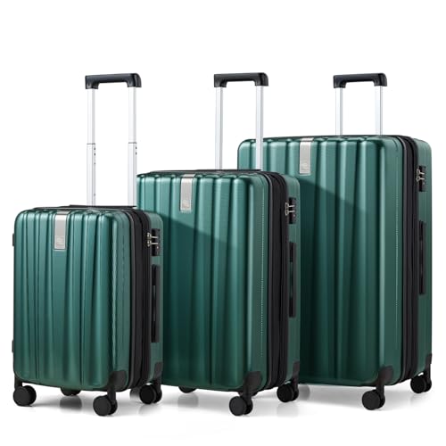 Hanke 29 Inch Luggage Suitcases With Spinner Wheels Lightweight PC hardside Rolling Suitcase With Travel Lock, Checked-Large 29-Inch(Blackish Green)