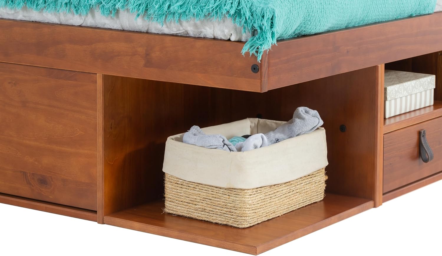 memomad Bali Bed - King Storage Platform Sturdy Wooden Bed Frame with Drawers & More - Solid Pine Wood - Noise Free - No Box Spring Needed