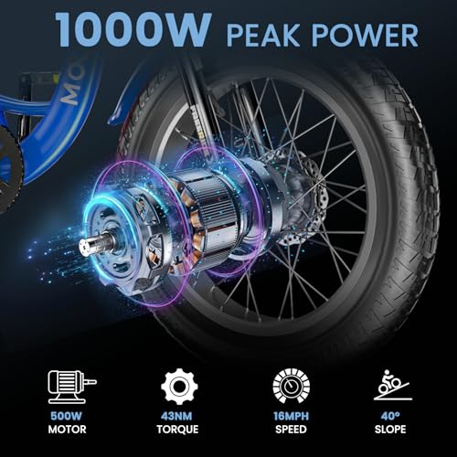 MOONCOOL Electric Tricycle for Adults, 20" x 4" Fat Tire Electric Trike, 48V 500W Motorized Electric Bicycle Bikes
