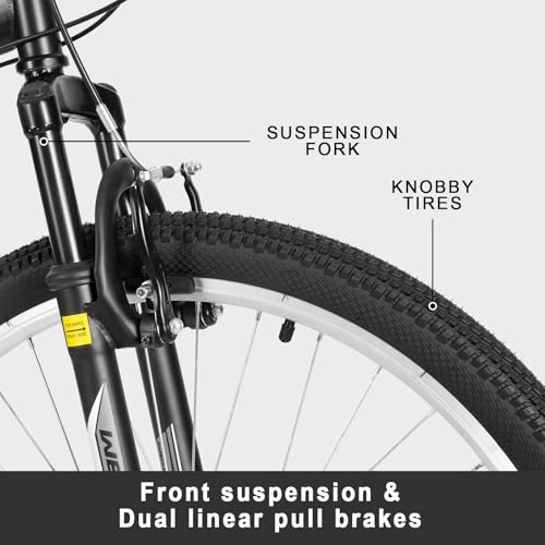 WEIZE Mountain Bike, 26 27.5 inch Outdoor Hybrid Bikes,18-Speed/High-Carbon Steel/Dual Full Suspension, Adjustable Ergonomic Seat for Men Women Adult