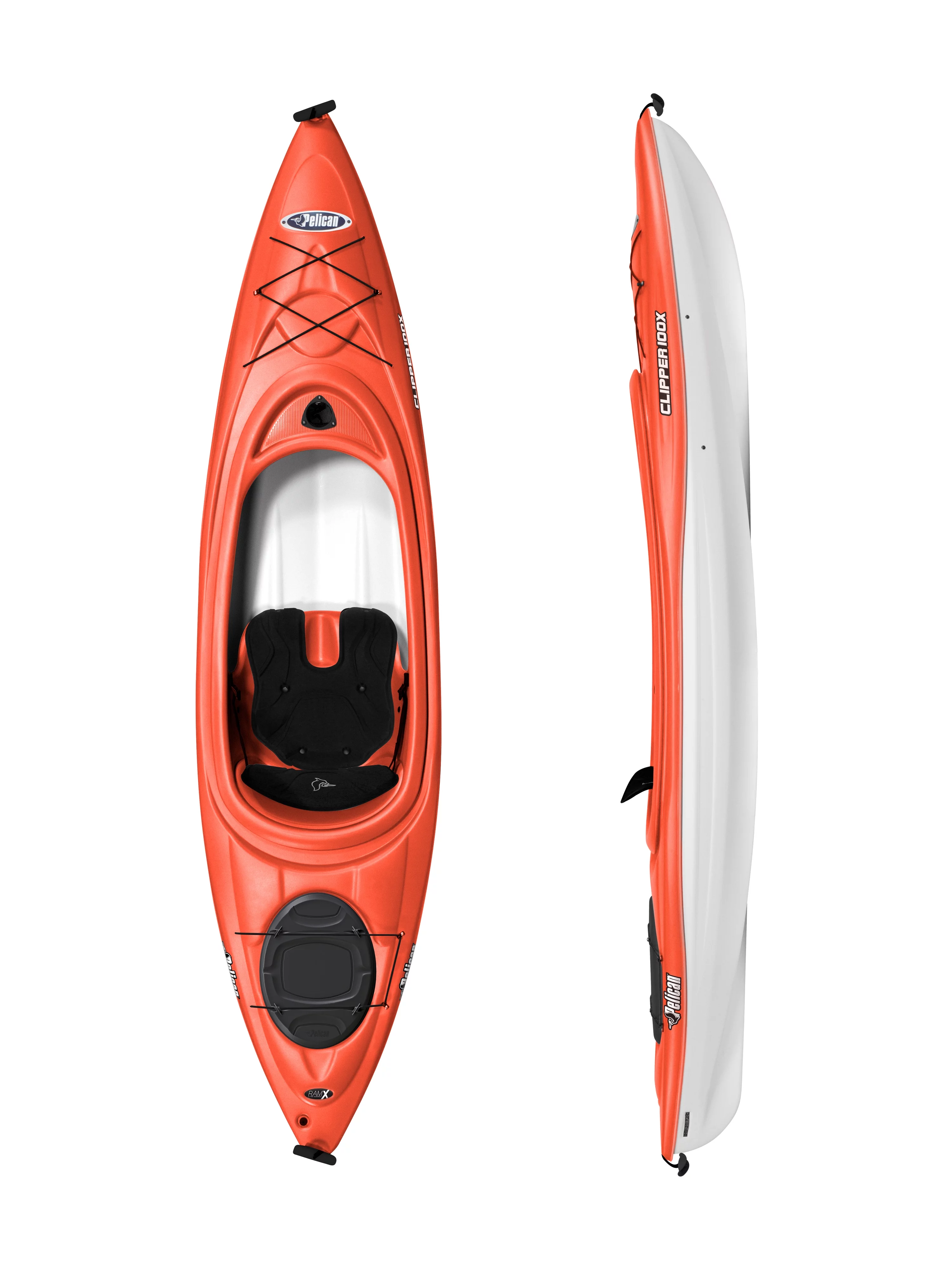 Pelican Clipper 100X 10ft Sit Inside Kayak, Tangerine/White - Radiant Selections