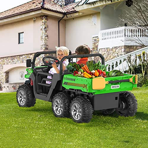 Hetoy Ride On Dump Truck for Kids Ride On Car with Remote Control Electric UTV Vehicles with Electric Dump Bed