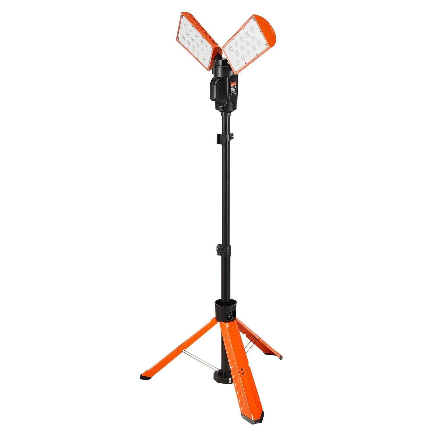 VEVOR Led Work Light 2500 lm Jobsite Light 27.6 in. to 70 in. Adjustable with Foldable Tripod Stand Wireless Remote Control