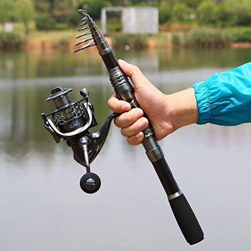 Sougayilang Spinning Fishing Rod and Reel Combos Portable Telescopic Fishing Pole Spinning Reels for Travel Saltwater Freshwater