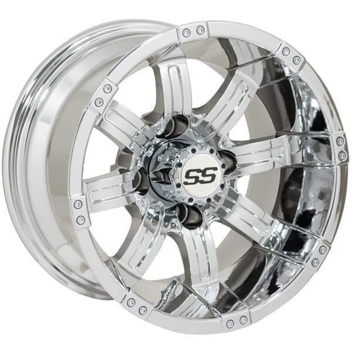 GTW Tempest 12" Golf Cart Wheels Chrome 23" Fusion ST Tires E-Z-GO & Club Car