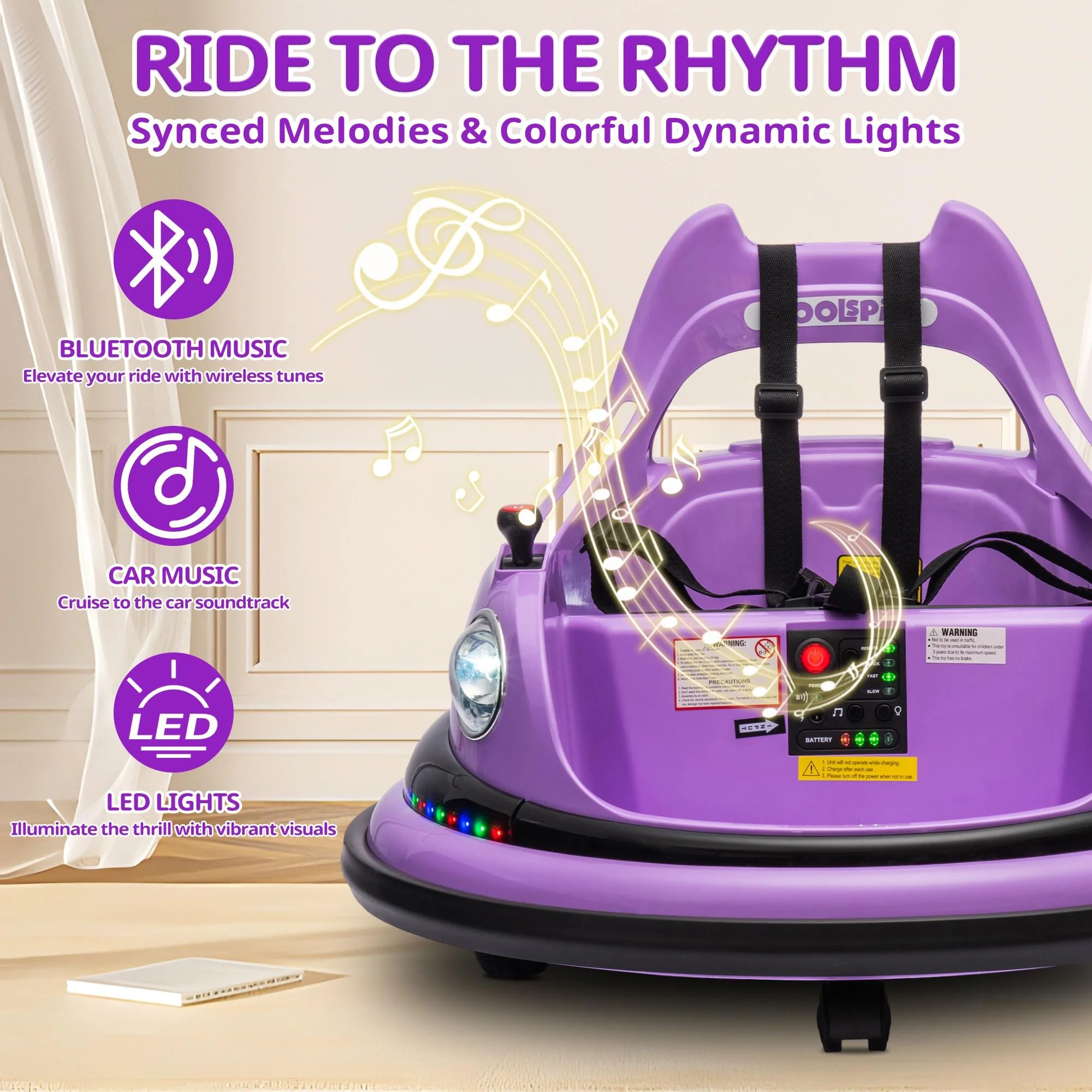 iRerts 12V Bumper Cars for Kids, Bumper Car Ride on with Remote Control, Battery Powered Kids Ride on Toys for 2-5 Year Old Boys Girls