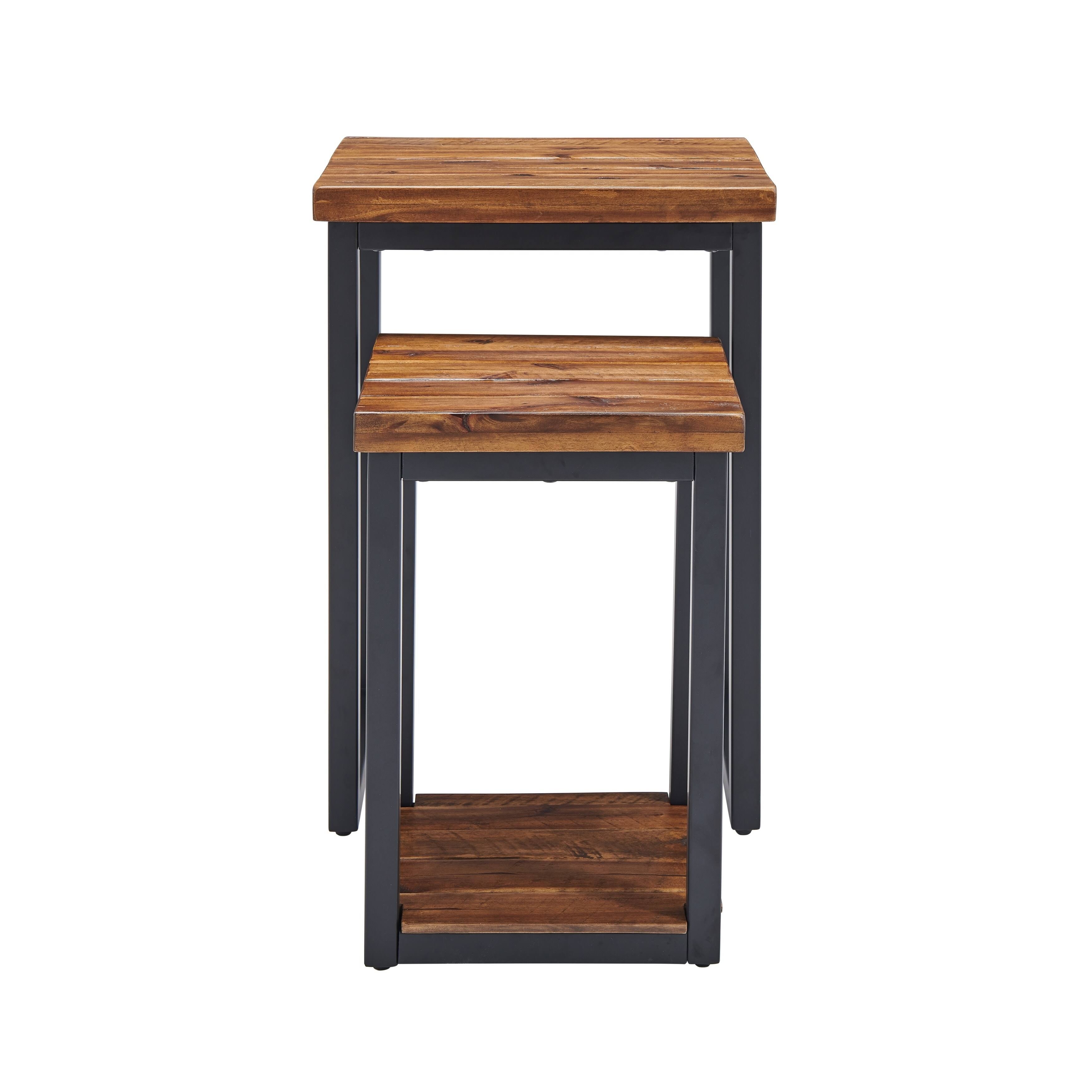 Carbon Loft Ciaravino Rustic Wood Nesting End Tables (Set of 2)