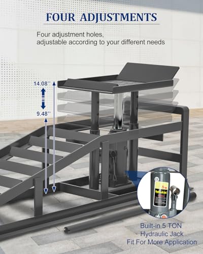 Hydraulic Car Ramps, 4-Position Adjustment, 5T 11000lbs Low Profile Car Lift Service Ramps Truck Trailer Garage,Height Hydraulic Vehicle Ramps