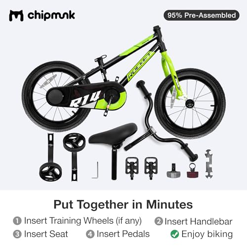 Chipmunk Kids Bike Toddlers 12 14 16 18 Inch Wheel Bicycle Beginners Boys Girls Ages 3-11 Years, Multiple Color Options