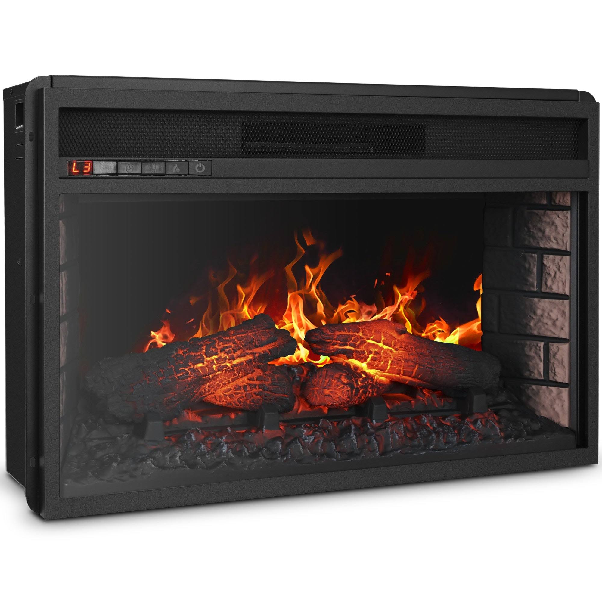della 26x22 Infrared Fireplace Insert Stove with Glass View and Remote Control Timer Settings, Black