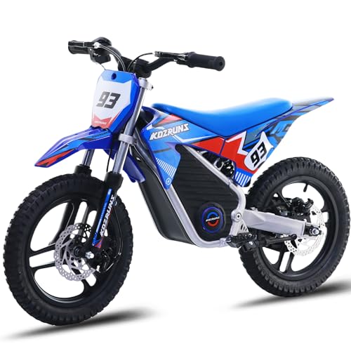 OLALA 36V Electric Dirt Bike for Kids Aged 4-8, Brushless 350W Racing Grade Electric Motorcycle, Up to 18.6MPH & 3 Speed Settings, Dual Disc Brakes