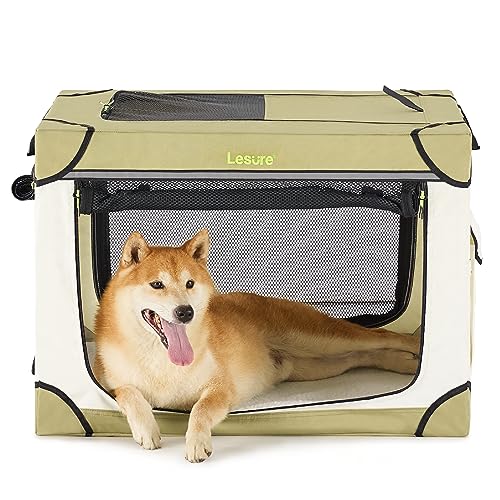 Lesure Soft Collapsible Dog Crate - 42 Inch Portable Travel Crate for Extra Large Dogs Indoor & Outdoor