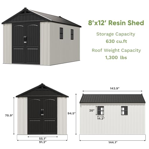 Patiowell 6x4 FT Plastic Outdoor Storage Shed, Resin Shed Perfect to Store Patio Furniture, GardenTools Bike Accessories, Beach Chairs and Lawn Mower