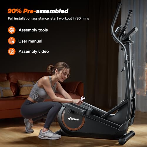 Merach Elliptical Machine, Elliptical Exercise Machine for Home with Hyper-Quiet Magnetic Drive System