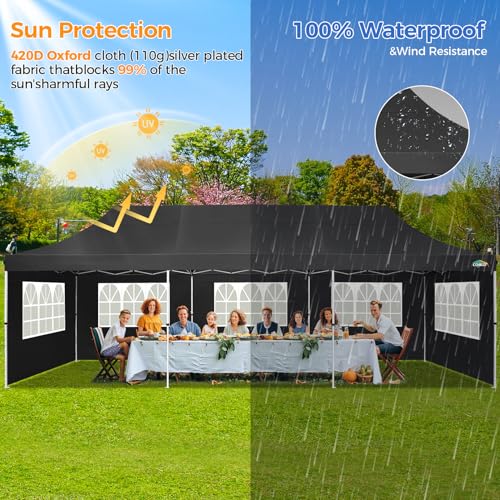 10x10 Pop Up Canopy Tent with 4 Sidewalls and Mesh Windows 2.0
