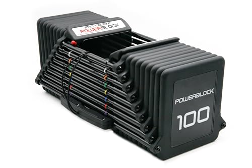 PowerBlock Pro 100 Adjustable Dumbbell, Sold As A Single Unit 5-100 lb Dumbbell &ndash; Durable Steel Build, Innovative Workout Equipment